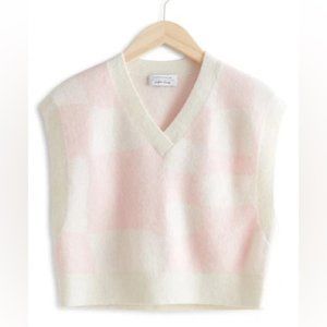 & OTHER STORIES Check Wool Blend Sweater Vest In Pink Jaquard
